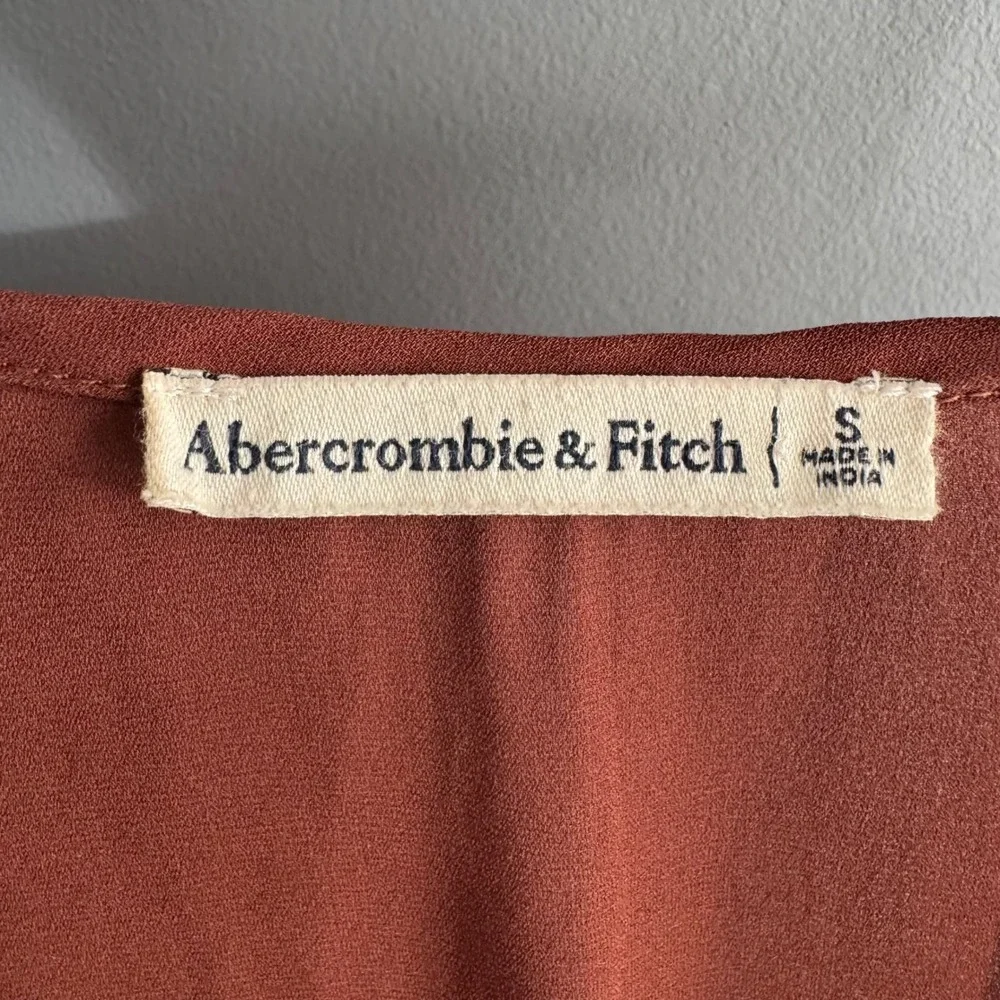 Abercrombie Brown Rust Square Neck  Sz S‎ Milkmaid Y2K Boho Festival Top - Picture 2 of 6